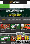 Bet Victor Mobile Casino smartphone screen shot