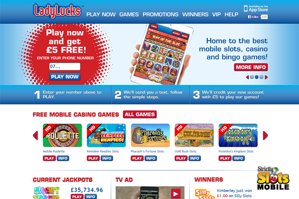 Ladylucks Mobile Casino website