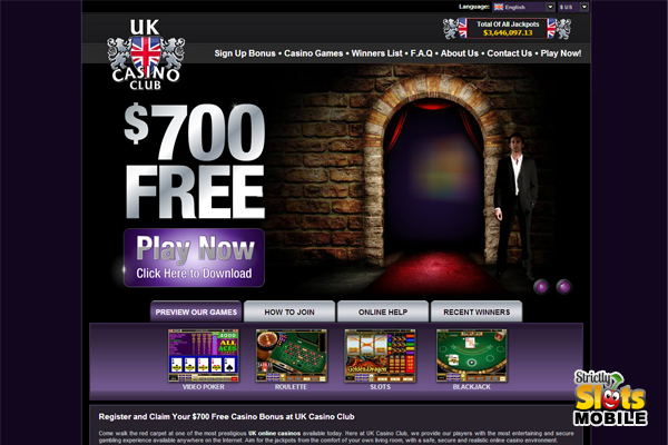 UK Casino Club Mobile website