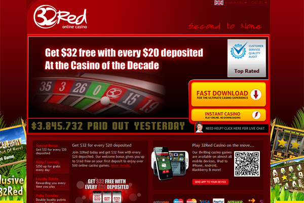 32Red Mobile Casino website