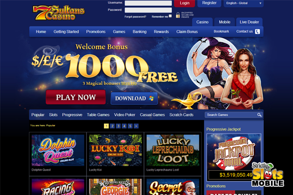 7 Sultans Mobile Casino website