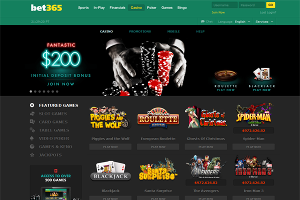 Bet365 Mobile Casino website
