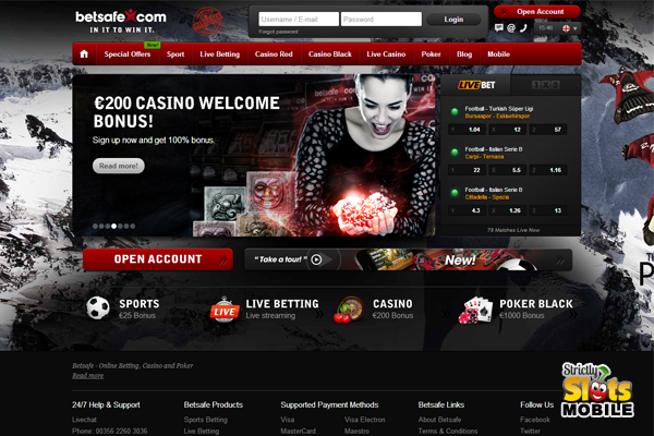 Betsafe Mobile Casino website