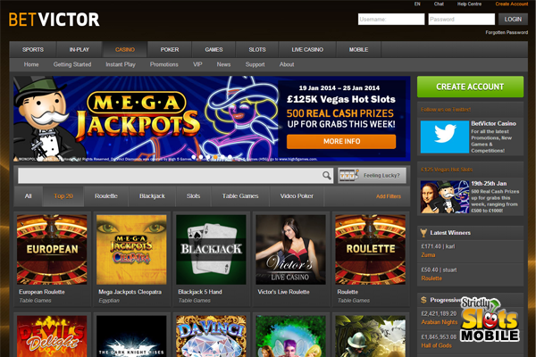Bet Victor Mobile Casino website