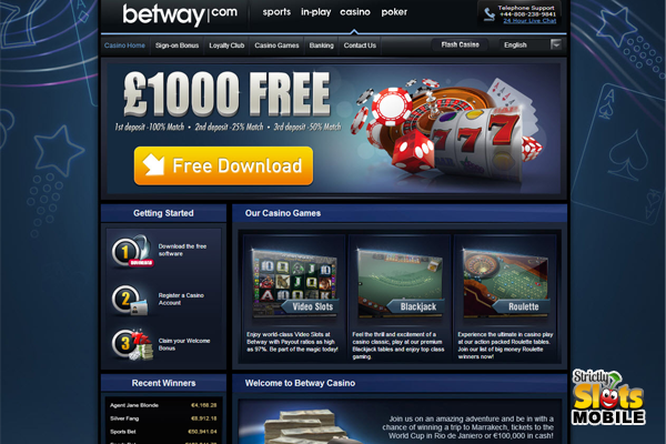 BetWay Mobile Casino website