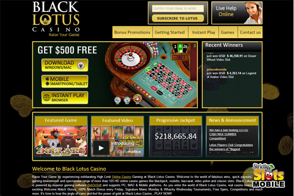 Black Lotus Mobile Casino website