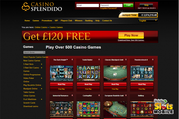 Casino Splendio on Mobile lobby