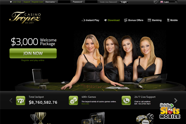 Casino Tropez on Mobile website