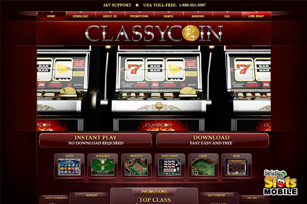 Classy Coin Mobile Casino website