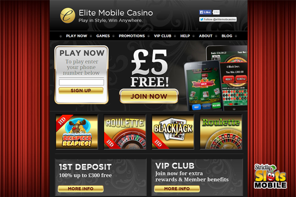 Elite Mobile Casino website