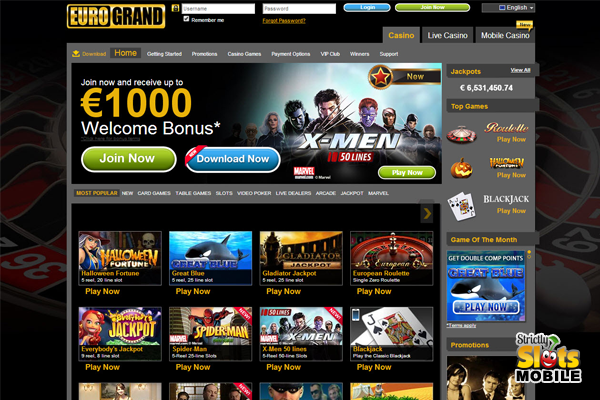 EuroGrand Mobile Casino website