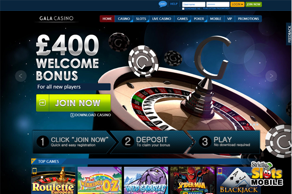 Gala Mobile Casino website