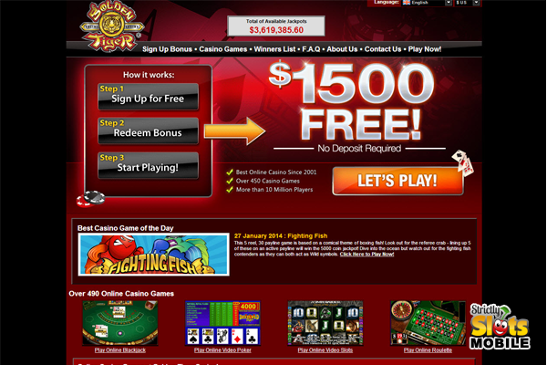 Golden Tiger Mobile Casino website