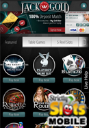 Jack Gold Mobile Casino smartphone screen shot