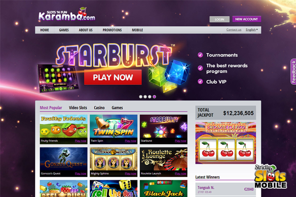 Karamba Mobile Slots Casino website