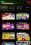 mFortune Mobile Phone Casino smartphone screen shot