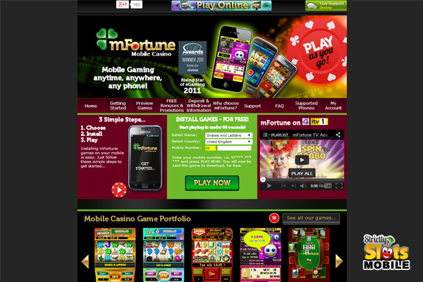 mFortune Mobile Phone Casino website
