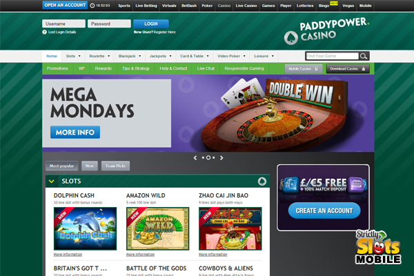Paddy Power Mobile Casino website