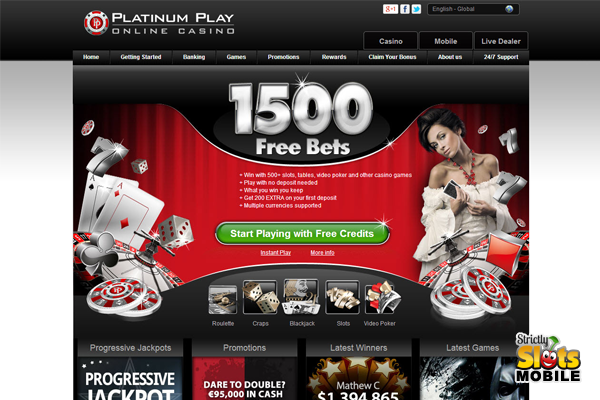 Platinum Play Mobile Casino website