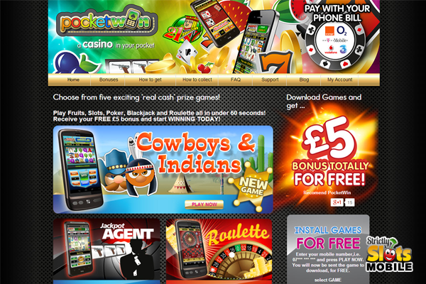 Pocket Win Mobile Casino website