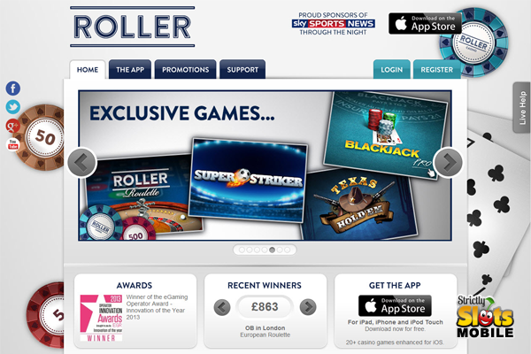 Roller Casino for Apple iOS website