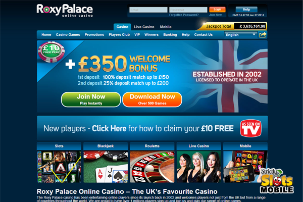 Roxy Palace Mobile Casino website