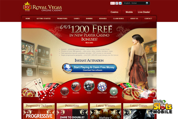 Royal Vegas Mobile Casino website
