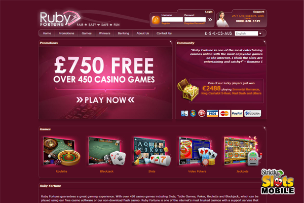 Ruby Fortune Mobile Casino website