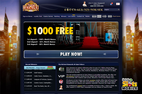 Spin Palace Mobile Casino website