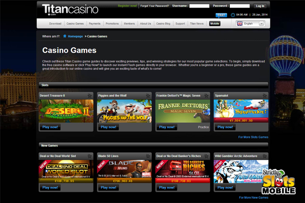 Titan Mobile Casino lobby