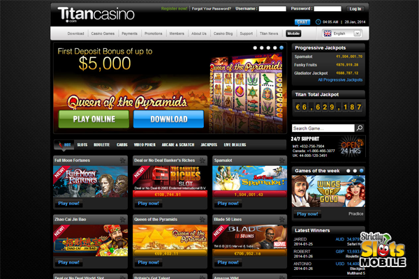 Titan Mobile Casino website