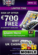 UK Casino Club Mobile smartphone screen shot